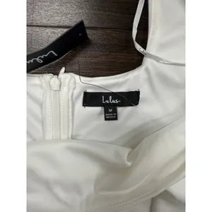 Lulus White Organza Mesh‎ Puff Sleeve Mini Dress Size Medium NWT thumbnail 3