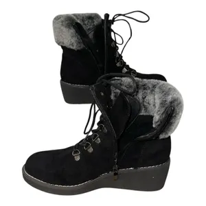 Boutique By Corkys Fox Bay Ankle Boots‎ Womens 9 Black Faux Suede Wedge Heel thumbnail 3