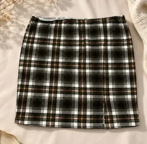 Just Polly New York Plaid Mini Skirt Size L Y2K Preppy Stretch Pull-On thumbnail 1