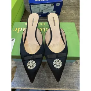 Kate Spade Darlene Black‎ Satin Kitten Heel Mule Pointed Toe Size 7 thumbnail 3