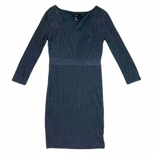 Forever 21 Grey Metallic Long Sleeve Bodycon Cocktail Dress‎ Size Small thumbnail 1