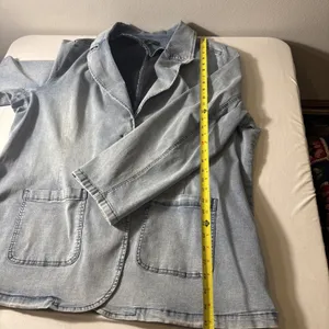 DG2 by Diane Gilman Women's Y2K Denim Light Blue Blazer Jacket Size 2X thumbnail 11