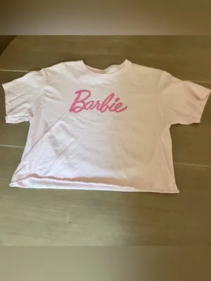 Barbie Pink Graphic Crop Tee Let’s Roll Car Logo T-Shirt Women’s Medium thumbnail 2