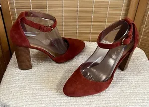 Gibson Latimer Red Heels with Ankle Strap and Chunky Heel thumbnail 1