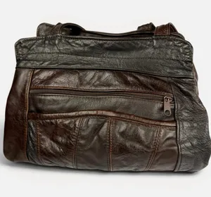 Vintage Genuine Leather Tote Bag Brown Slouchy Made in‎ Mexico thumbnail 1
