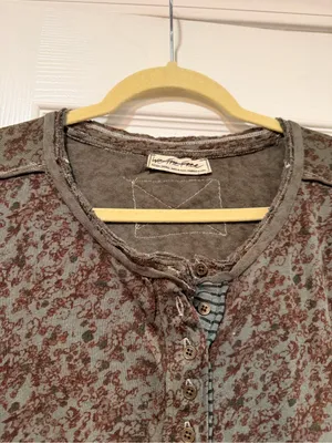 NWOT Free People We The Free Size XS Floral Stripe Henley Top Long Sleeve Boho thumbnail 4