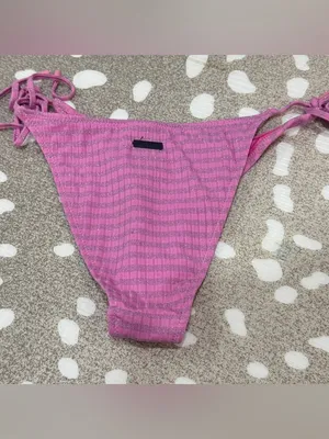 Triangl Swimwear Bikini Bottoms tie sides glitter striped cheeky ribbed vinca thumbnail 2