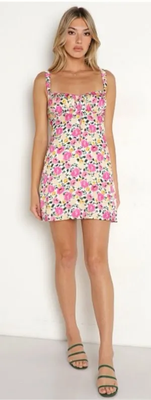 For‎ Love & Lemons June Pink Floral Mini Dress S. $198 thumbnail 1