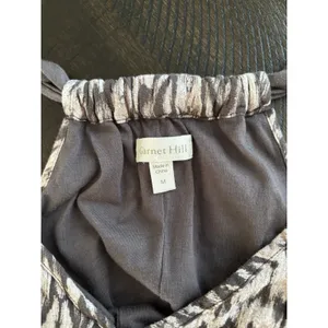Garnet Hill Maxi Dress Womnes Medium Brown Cream Halter Cotton Gauze Resort thumbnail 3
