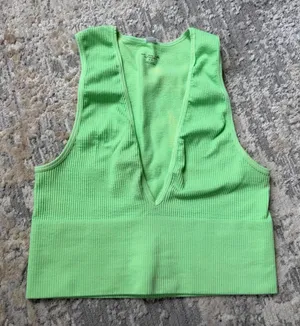 Urban Outfitters Out from Under Joe ribbed lime neon green plunge crop top thumbnail 1