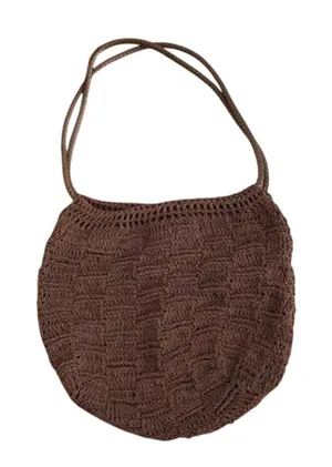 Vintage No Brand Neutral Brown Boho Knit Shoulder Bag Purse thumbnail 1
