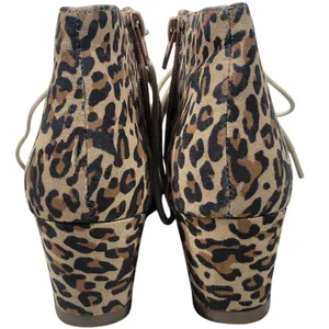 DV Dolce Vita Leopard Print Wedge Ankle Boots Lace Up Side Zip Women's Size 6‎ thumbnail 3