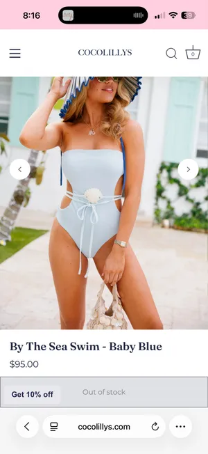 Coco Lily cut out baby blue seashell one piece swimsuit thumbnail 3
