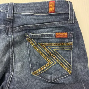 7 For All Mankind Embellished Bootcut Jeans Dark Wash Denim Womens Size 26‎ thumbnail 5