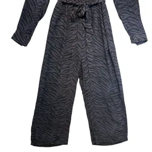 Rails Callan Charcoal Tiger Striped Belted Jumpsuit Wide Leg‎ Cropped Chic L thumbnail 6