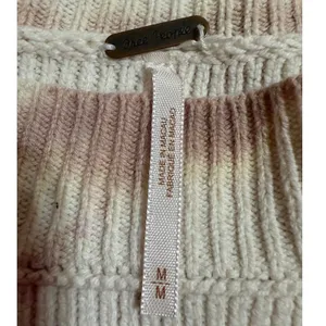 Free People Tie Dye Cropped‎ Ribbed Knit Pullover Sweater Mauve Cream Medium thumbnail 3