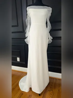 NWOT-Lulus wedding collection beloved mesh off shoulder dress thumbnail 3