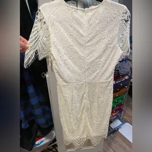 White Laced Missguided Mini Dress Size 6 thumbnail 6