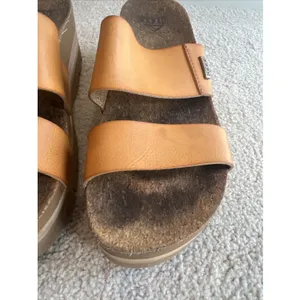 REEF Vista Higher Platform Slide Sandal Brown Vegan Leather Chunky Boho Beach thumbnail 6