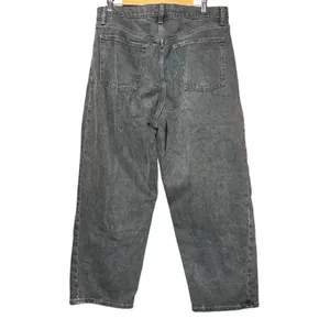 Old Navy Barrel Leg‎ Jeans Women Size 14 Faded Black High Rise Front Seam Detail thumbnail 2