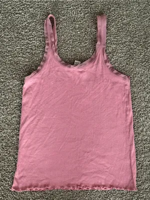 Victoria’s Secret Pink Ribbed Lettuce Hem Tank Top Large Y2K Cami 2000s thumbnail 6