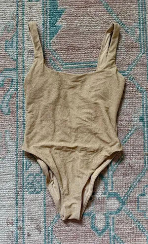 aerie gold sparkly one piece swimsuit thumbnail 1