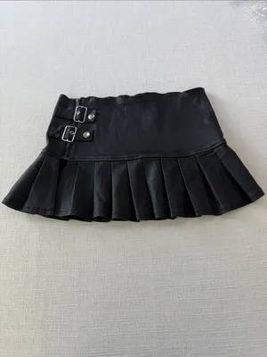 Edikted Black Pleated Mini Skirt with Side Buckles thumbnail 4