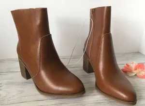 Leather Ankle Boots, Size 6 Brown thumbnail 4
