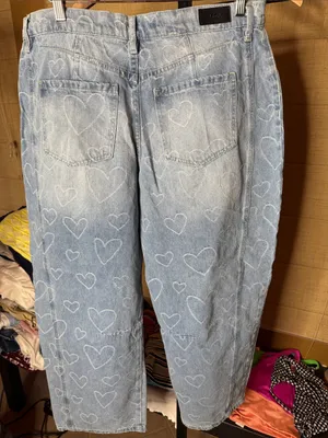 PTCL Heart Jacquard Barrel Leg Jeans Light Wash Size 29 / 10 thumbnail 7