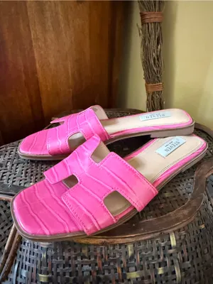 Steve Madden Hot Pink Faux-Croc Slide Mules thumbnail 2
