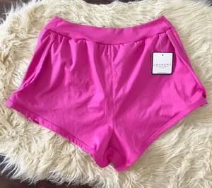 NWT Bright Pink High Rise Running Workout Shorts M Laundry by Shelli Segal thumbnail 1