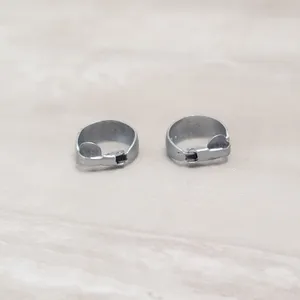 Vintage Clip On Earrings 0.75" Matte Silver Tone Simple Classic Hoops thumbnail 5