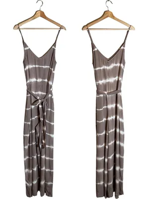 American Eagle Tie Dye Wide Leg Jumpsuit Women's Large Brown Flowy Boho Festival thumbnail 2