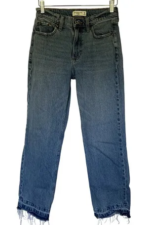 Abercrombie‎ & Fitch medium wash the baggy low rise women's size 25 curve love thumbnail 1