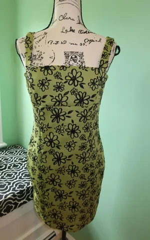 Forever 21 Olive Green Floral Square-Neck Mini Dress thumbnail 1