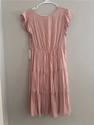Sweet Wanderer Dress Maternity Flutter Sleeve Tiered Midi Dress thumbnail 5