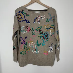 Anthropologie Embroidered Sweater Skirt Set Womens Medium thumbnail 4