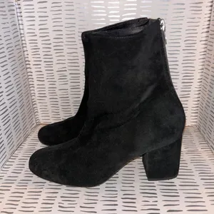 Free People Cecile Black Suede Leather Block Heel Ankle Boots Booties Sz 39 8.5 thumbnail 2
