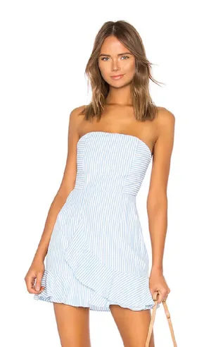 superdown Rosalie Ruffle Blue Stripe Dress thumbnail 1