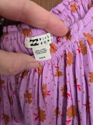 O Billabong Lavender Peasant Top with Rust Floral Print Medium thumbnail 2