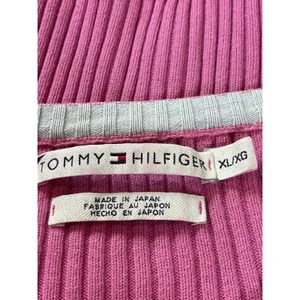 Tommy Hilfiger Ribbed Knit Sweater Womens XL Pink Flag Logo Y2K Preppy FLAW thumbnail 6