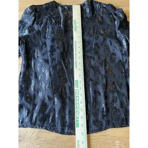 Zara Women XS Black Sheer Long Sleeve‎ Embroidered Top Blouse Ruffle Front thumbnail 9
