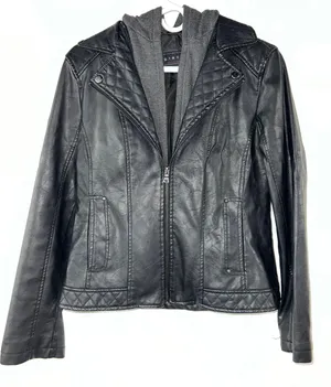 Giacca Black Pleather Jacket Size M thumbnail 2