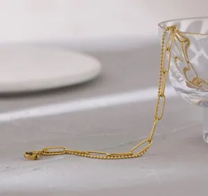 18K Gold layered paperclip bracelet thumbnail 6