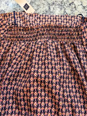 GAP Coral and Navy Strapless Printed Ruffle Dress thumbnail 7