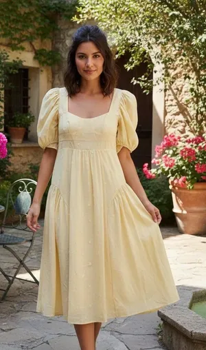 MOON RIVER Midi Tiered Dress - Yellow Size Small NWT thumbnail 1