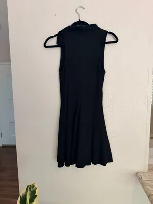 Zara black skater mini ribbed dress M thumbnail 6