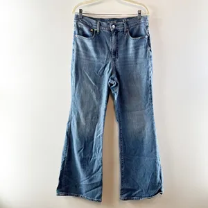J. Crew '96 High Rise Flare Jeans Denim Blue Wash 30 / 10 thumbnail 2