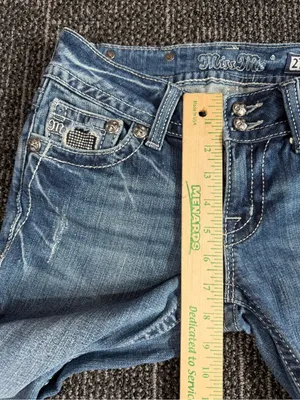 Miss Me Y2K Bootcut Cropped Jeans Women's Size 27 Embellished Rhinestone Studded thumbnail 3