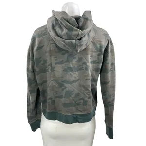 James Perse Green Gray Camo Camouflage Fleece Hoodie Hooded Sweatshirt Top Sz 1 thumbnail 3